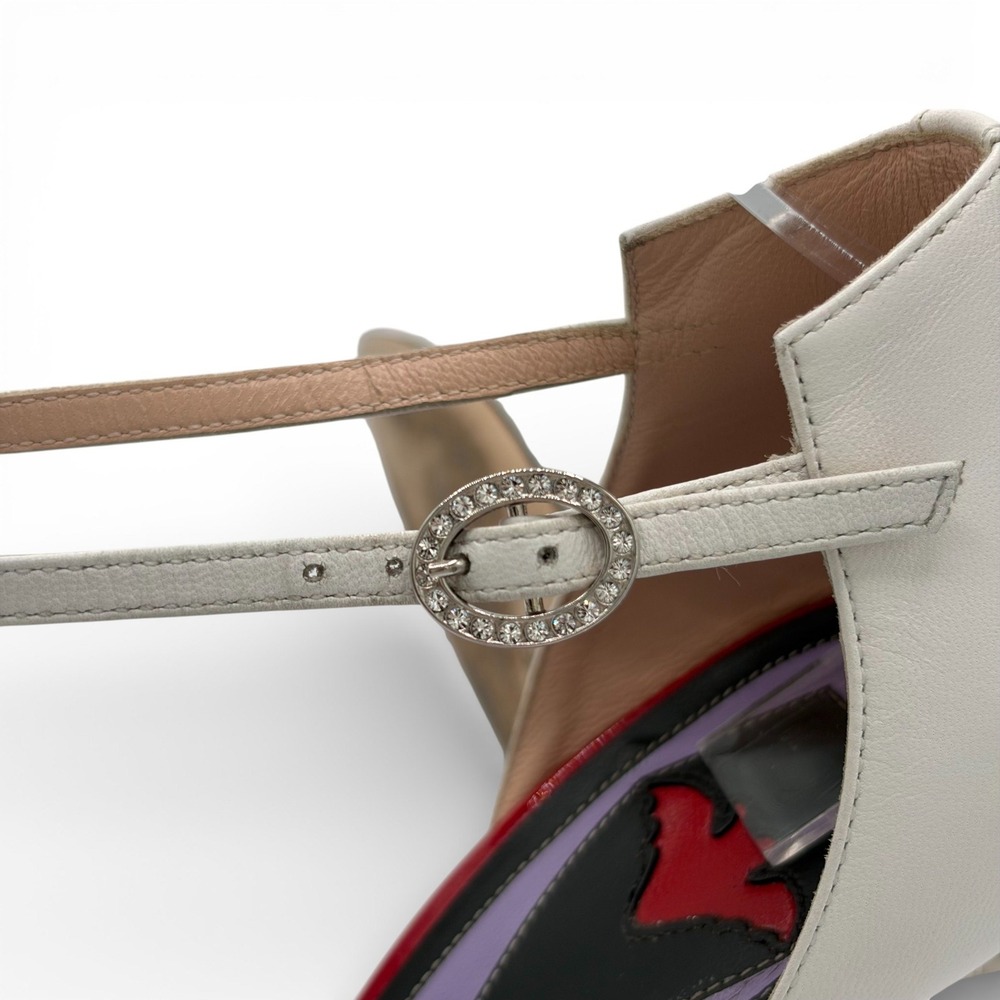 GUCCI Sadie *RARE* 2018 Studded Sz 38.5 White Leather Bow Heels Pumps 8.5 - Picture 7 of 12